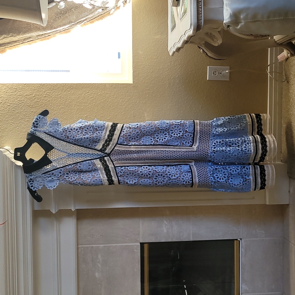 SELF PORTRAIT FLORAL PANEL MIDI DRESS LACE  2